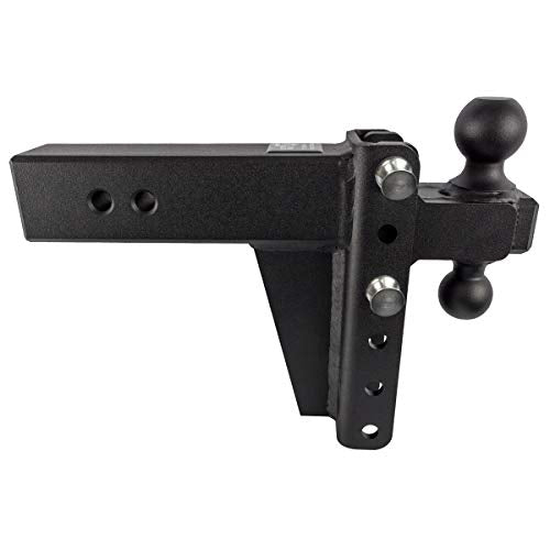 BulletProof Hitches 3.0" Adjustable Heavy Duty (22,000lb Rating) 6" Drop/Rise Trailer Hitch with 2" and 2 5/16" Dual Ball (Black Textured Powder Coat, Solid Steel)