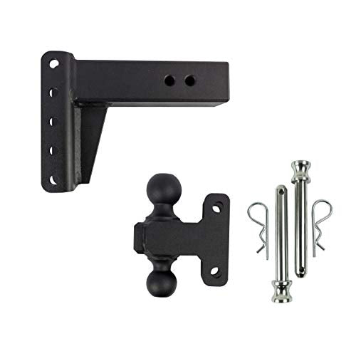 BulletProof Hitches 3.0" Adjustable Extreme Duty (36,000lb Rating) 4" Drop/Rise Trailer Hitch with 2" and 2 5/16" Dual Ball (Black Textured Powder Coat, Solid Steel)