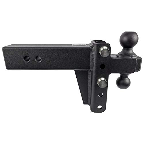 BulletProof Hitches 3.0" Adjustable Heavy Duty (22,000lb Rating) 4" Drop/Rise Trailer Hitch with 2" and 2 5/16" Dual Ball (Black Textured Powder Coat, Solid Steel)