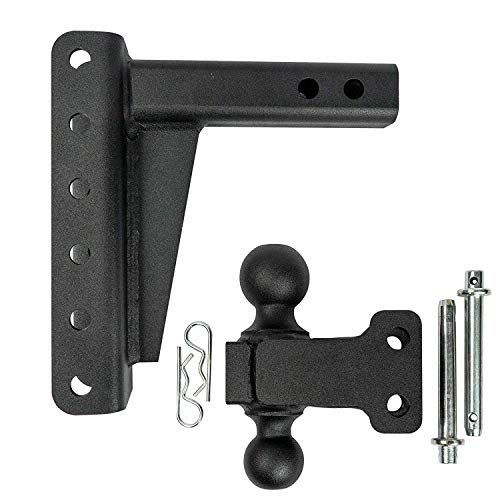 BulletProof Hitches 2.0" Adjustable Medium Duty (14,000lb Rating) 6" Drop/Rise Trailer Hitch with 2" and 2 5/16" Dual Ball (Black Textured Powder Coat)