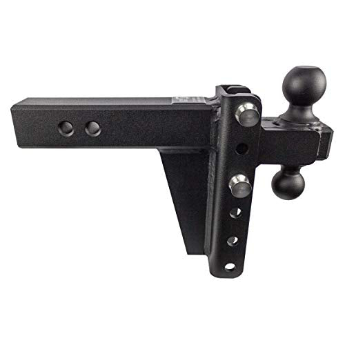 BulletProof Hitches 2.5" Adjustable Heavy Duty (22,000lb Rating) 6" Drop/Rise Trailer Hitch with 2" and 2 5/16" Dual Ball (Black Textured Powder Coat, Solid Steel)