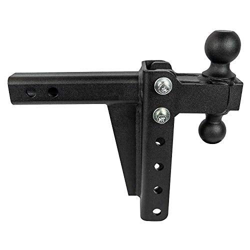 BulletProof Hitches 2.0" Adjustable Medium Duty (14,000lb Rating) 6" Drop/Rise Trailer Hitch with 2" and 2 5/16" Dual Ball (Black Textured Powder Coat)