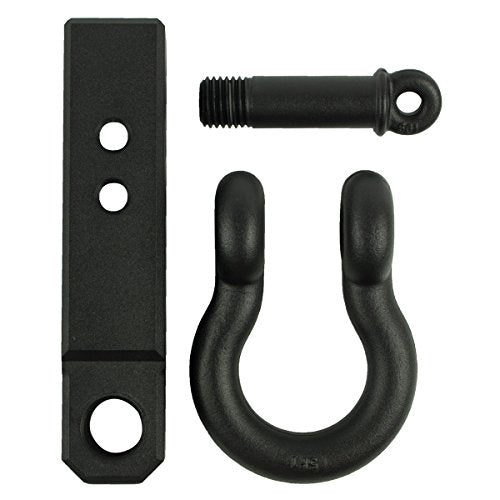 BulletProof Hitches 2.5" Extreme Duty Receiver Shackle (30,000lb. Rating) with D-Ring/Clevis (Black Textured Powder Coat, Solid Steel)