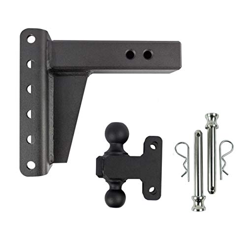 BulletProof Hitches 2.5" Adjustable Extreme Duty (36,000lb Rating) 6" Drop/Rise Trailer Hitch with 2" and 2 5/16" Dual Ball (Black Textured Powder Coat, Solid Steel)