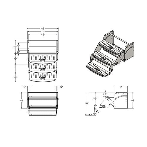 Stromberg Carlson SMFP-3100 Manual Coach Steps by Flexco - 24" Triple, 8" Rise, Black