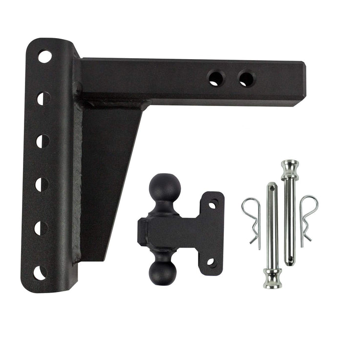 BulletProof Hitches 2.0" Adjustable Heavy Duty (22,000lb Rating) 16" Drop/Rise Trailer Hitch with 2" and 2 5/16" Dual Ball (Black Textured Powder Coat, Solid Steel)