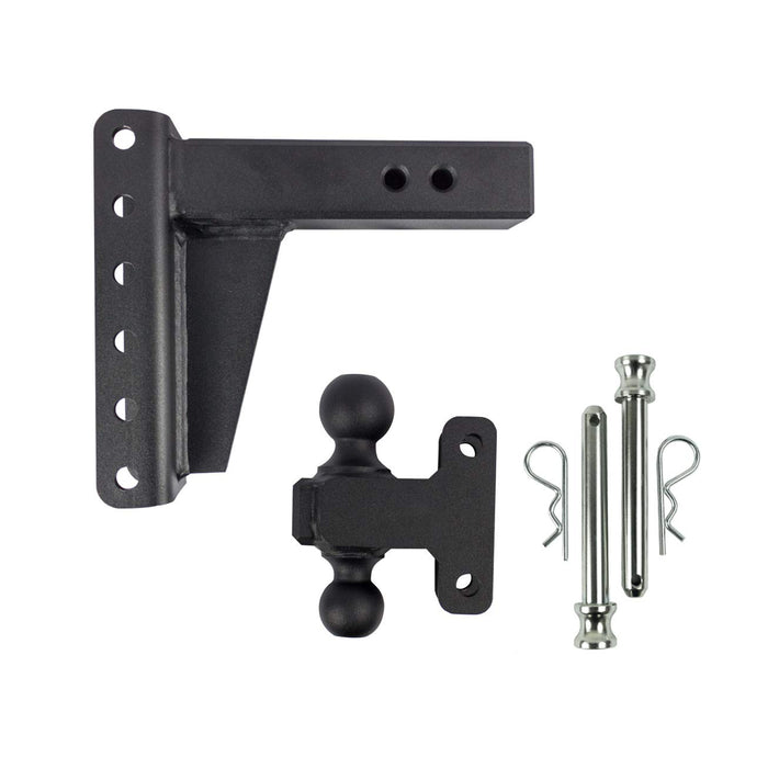 BulletProof Hitches 2.5" Adjustable Heavy Duty (22,000lb Rating) 8" Drop/Rise Trailer Hitch with 2" and 2 5/16" Dual Ball (Black Textured Powder Coat, Solid Steel)
