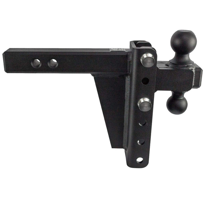 BulletProof Hitches 2.0" Adjustable Heavy Duty (22,000lb Rating) 6" Drop/Rise Trailer Hitch with 2" and 2 5/16" Dual Ball (Black Textured Powder Coat, Solid Steel)