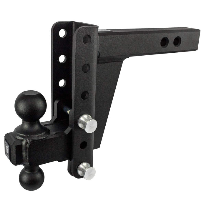 BulletProof Hitches 2.0" Adjustable Heavy Duty (22,000lb Rating) 12" Drop/Rise Trailer Hitch with 2" and 2 5/16" Dual Ball (Black Textured Powder Coat, Solid Steel)