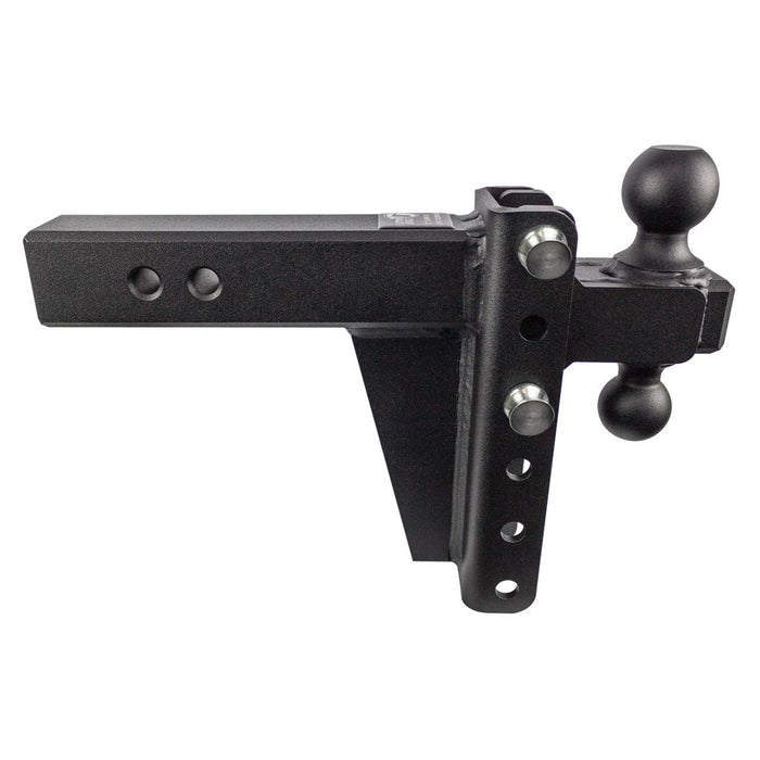 BulletProof Hitches 2.5" Adjustable Heavy Duty (22,000lb Rating) 12" Drop/Rise Trailer Hitch with 2" and 2 5/16" Dual Ball (Black Textured Powder Coat, Solid Steel)