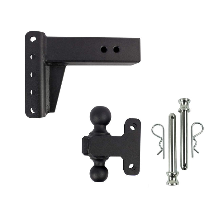 BulletProof Hitches 3.0" Adjustable Extreme Duty (36,000lb Rating) 12" Drop/Rise Trailer Hitch with 2" and 2 5/16" Dual Ball (Black Textured Powder Coat, Solid Steel)